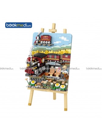 Đồ Chơi Lắp Ráp Mô Hình Tranh 3D Spring Train Hãng Loz